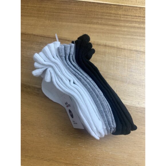 Deal Worthy Toddler 2T-3T Ankle Socks 8 Pairs Multicolor Black/White/Grey - Picture 3 of 6